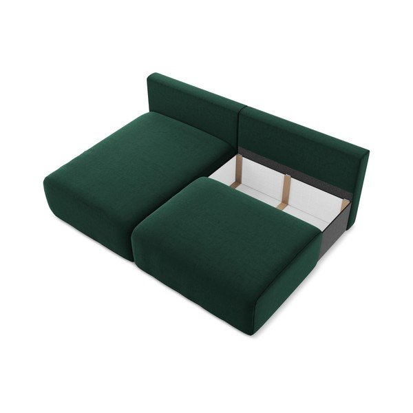 Tamno zelena baršunasti sklopiva/s prostorom za odlaganje kutna garnitura (s lijevim kutom/s ležaljkom) Kalena – Makamii-image-4