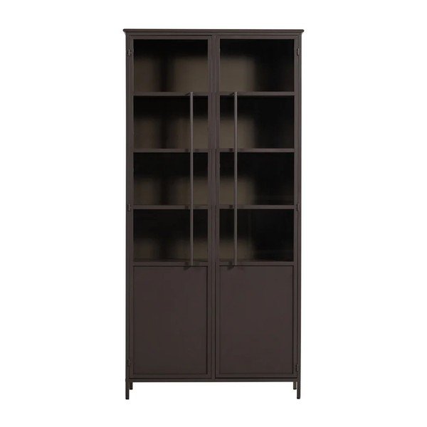 Tamno smeđa metalna vitrina 99x203x45 cm Exhibit – WOOOD