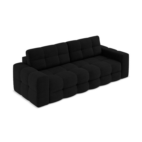 Crna sklopiva sofa od bouclé tkanine 255 cm Milu – Makamii-image-2