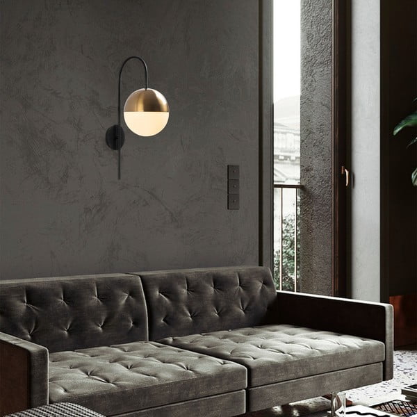 Crna/u zlatnoj boji zidna lampa ø 20 cm Bastos – Opviq lights-image-1