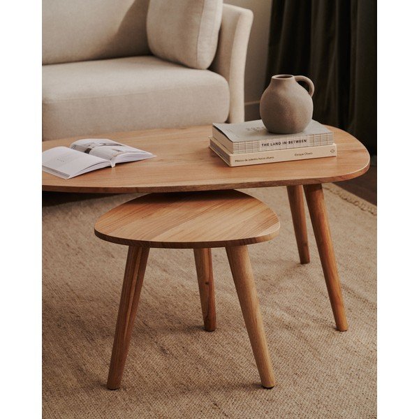 Pomoćni stolići u setu 2 kom od masivnog bagrema 60x61 cm Eluana – Kave Home-image-3
