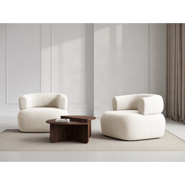 Bež fotelja od bouclé tkanine Jenny – Micadoni Home-image-1