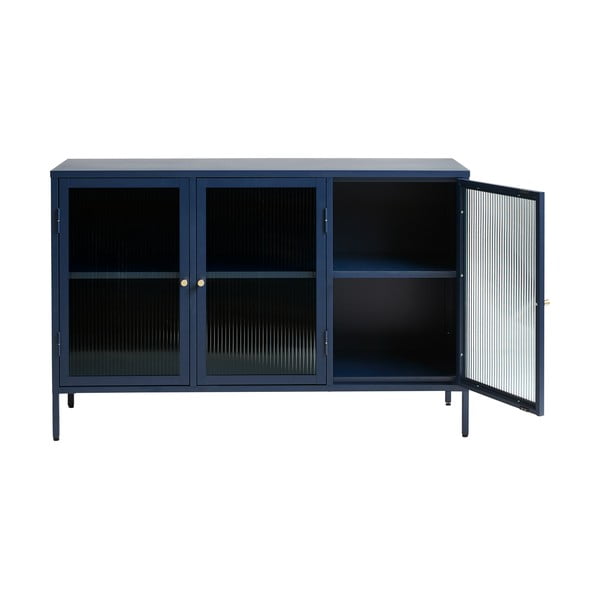 Plava metalna vitrina Unique Furniture Bronco, visina 85 cm-image-4
