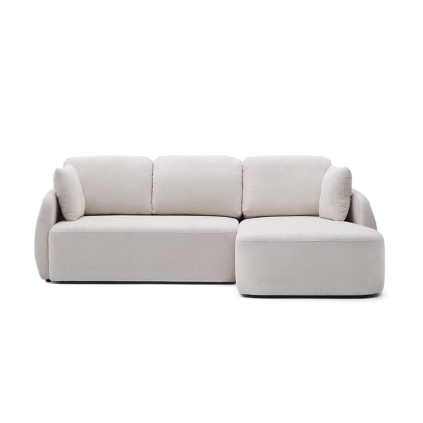 Krem sklopiva kutna garnitura od šenila (s desnim kutom/s ležaljkom) Laira – Kave Home