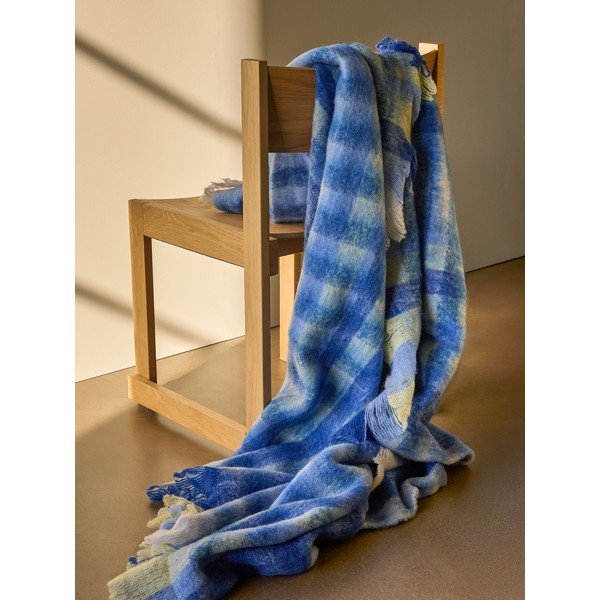 Plava deka od mješavine vune 140x200 cm Loom – Hübsch-image-1