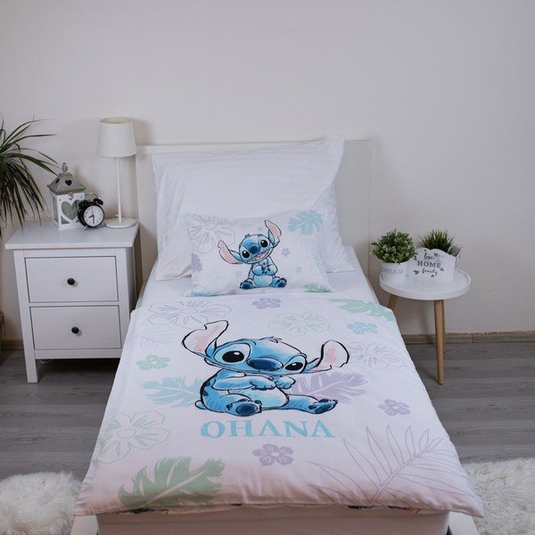 Bijela pamučna dječja posteljina za dječji krevetić 100x135 cm Lilo and Stitch "Ohana White" – Jerry Fabrics-image-1