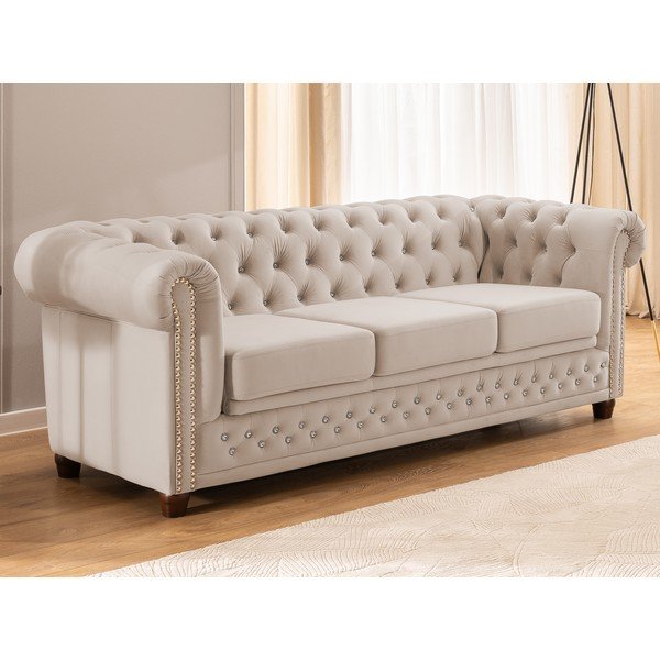 Bež baršunasti sklopiva sofa 203 cm York Blik – Ropez-image-4