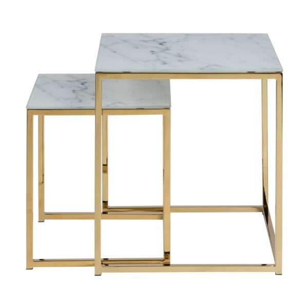 Set od 2 stolića s pločom u dekoru bijelog mramora Actona Alisma-image-3