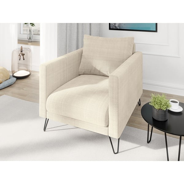 Krem fotelja od šenila Freya – Ropez-image-3