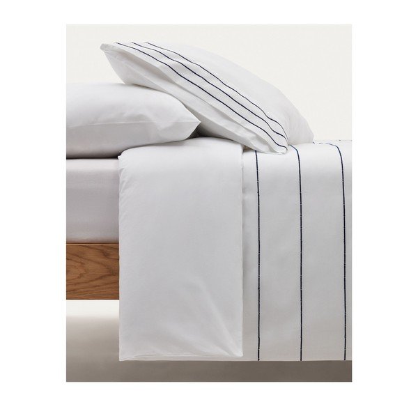 Bijela posteljina za krevet za jednu osobu/za produženi krevet od pamučnog perkala 150x220 cm Cintia – Kave Home-image-1