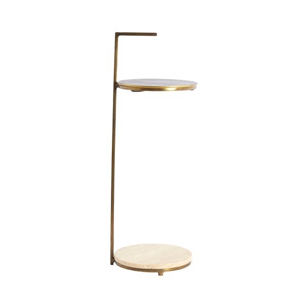 Okrugao pomoćni stol s kamenom pločom stola ø 26 cm Leda – Light & Living