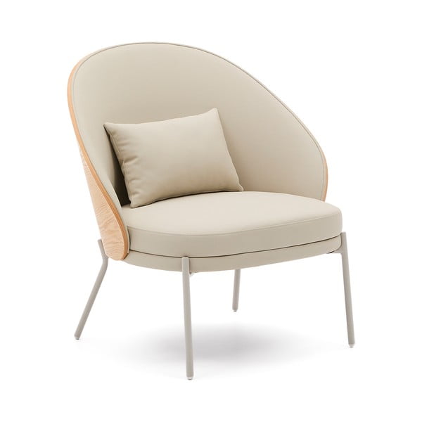 Bež fotelja od imitacije kože Eamy – Kave Home-image-2