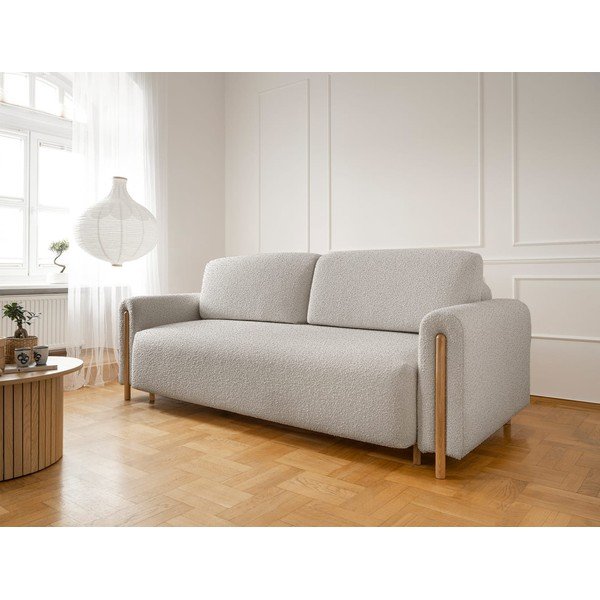 Sivo-bež sklopiva/s prostorom za odlaganje sofa od bouclé tkanine 244 cm Arcadova – ELTAP-image-3