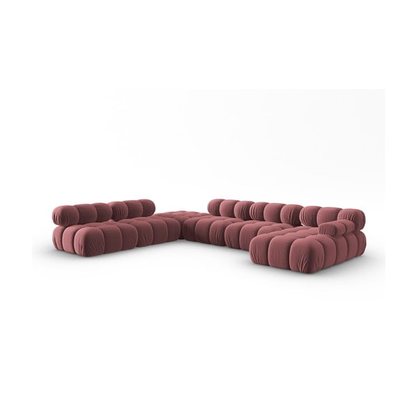 Ružičasta baršunasta sofa 379 cm Bellis – Micadoni Home-image-3