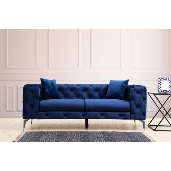 Tamno plava baršunasti sofa 197 cm Como – Artie-image-1