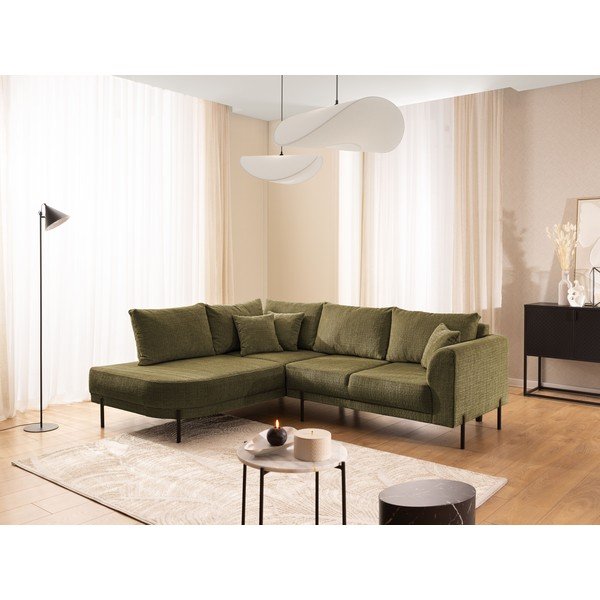 Zelena kutna garnitura od šenila (s lijevim kutom/u obliku slova L) Mauris  – Ropez-image-1