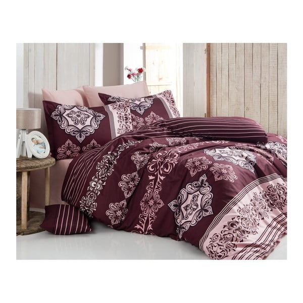 Pamučna satenska posteljina s bračnim krevetom Charme Dusty, 200 x 220 cm