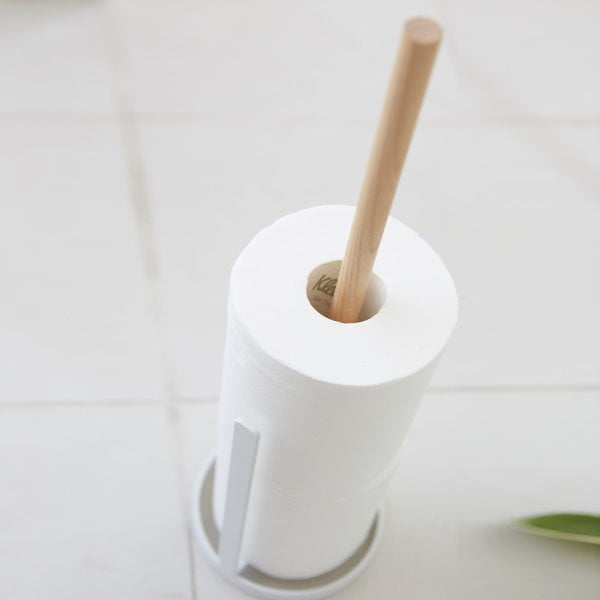Bijeli stalak za toaletni papir s detaljima od bukovine YAMAZAKI Tosca-image-2