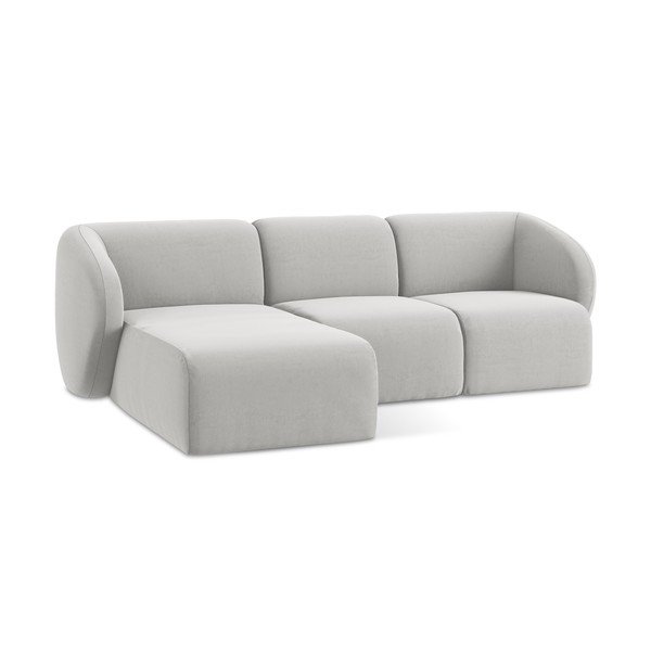 Svijetlo siva baršunasti kutna garnitura (s lijevim kutom/s ležaljkom) Lani – Makamii-image-4