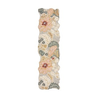 Svijetlo ružičasta ručno rađena vunena staza 60x230 cm Daphne Shaped Floral – Flair Rugs