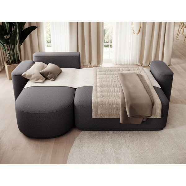 Tamno siva sklopiva/s prostorom za odlaganje kutna garnitura od šenila (s lijevim kutom/s ležaljkom) Aurumm – ELTAP-image-4