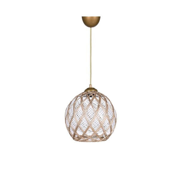 Bijela/bež viseća svjetiljka s tekstilnim sjenilom ø 22 cm – Opviq lights