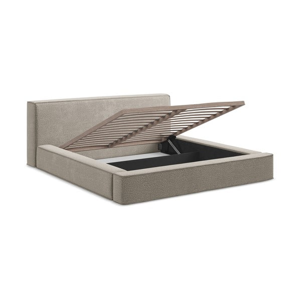 Tapecirani bračni krevet taupe s prostorom za odlaganje s letvičnim okvirom 140x200 cm Noho - Makamii-image-3