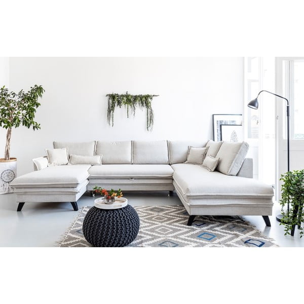 Svjetlobež kutna garnitura na razvlačenje u obliku slova U Miuform Charming Charlie, desni kut-image-1