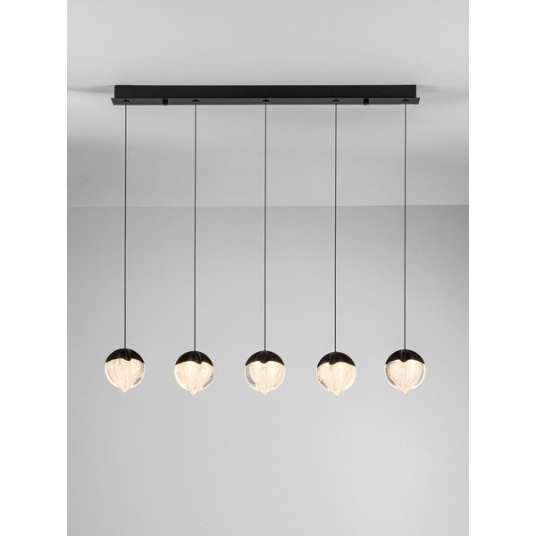Mat crna LED viseća svjetiljka aluminijska s mogućnosti zatamnjivanja sa staklenim sjenilom Alicia – Nova Luce-image-4