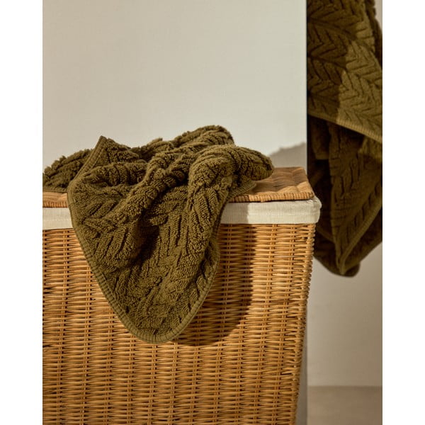 Zeleni pamučan ručnik od frotira 30x50 cm Rune – Kave Home-image-4
