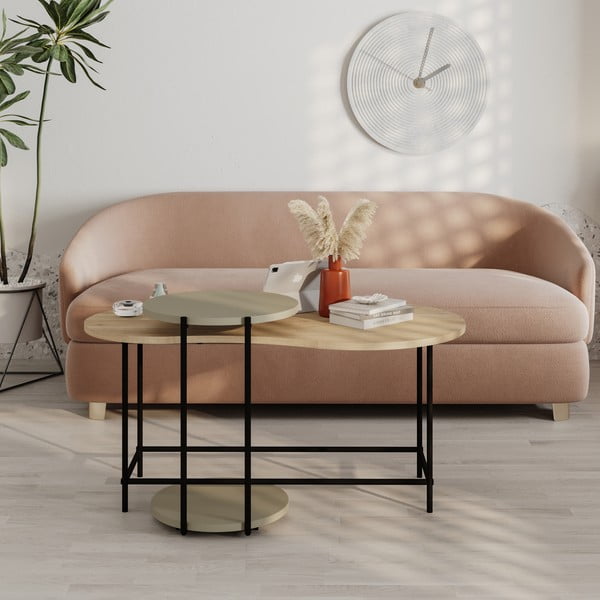 Stolići za kavu u setu 2 kom s pločom stola u dekoru hrasta 65x103 cm Rosie – Marckeric-image-1