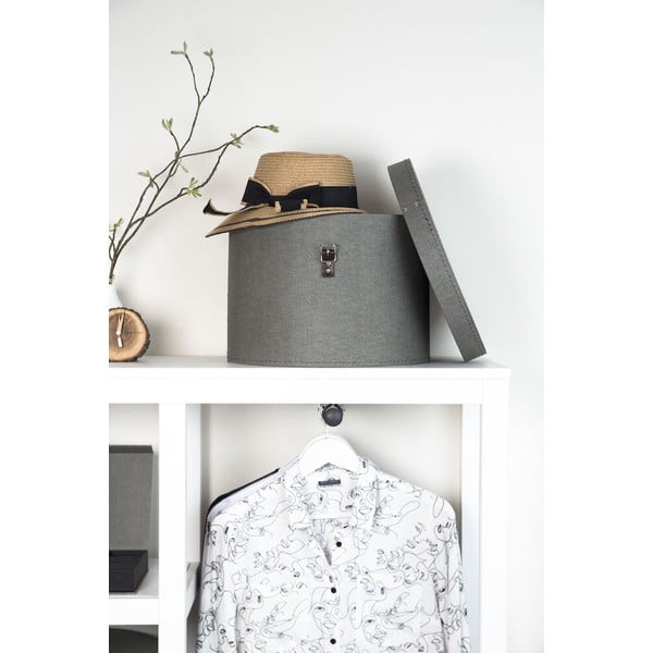 Sive kartonske kutije za pohranu u setu  2 kom s poklopcem ø 37,5x25,5 cm Rut Canvas Paper Laminate – Bigso-image-3