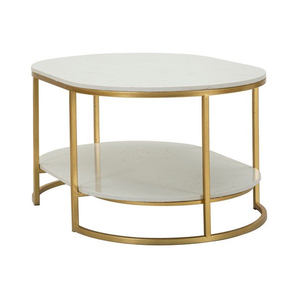 Bijeli/u zlatnoj boji stolić za kavu s mramornom pločom 60x90 cm Izmir – Mauro Ferretti-image-2