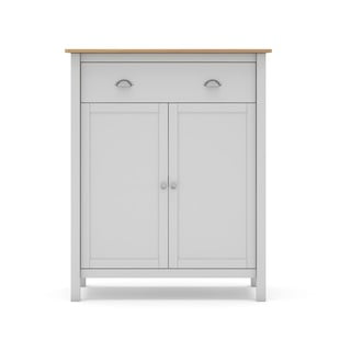 Bijela/natur visoka komoda od borovine 90x110 cm Misti - Marckeric