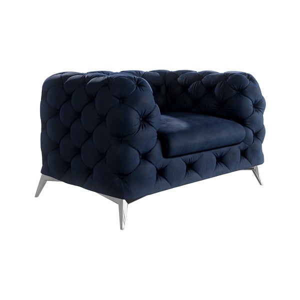 Tamno plava baršunasti fotelja Chelsea – Ropez