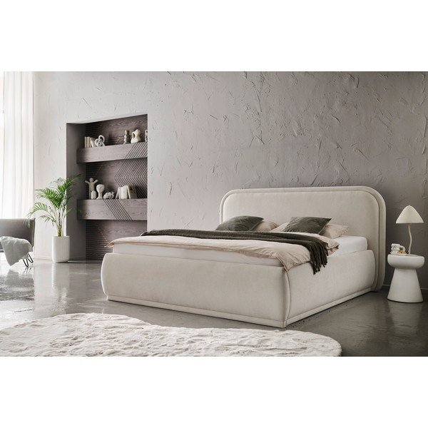 Krem tapecirani bračni krevet bez podnice 160x200 cm Soma – Meise Möbel-image-2
