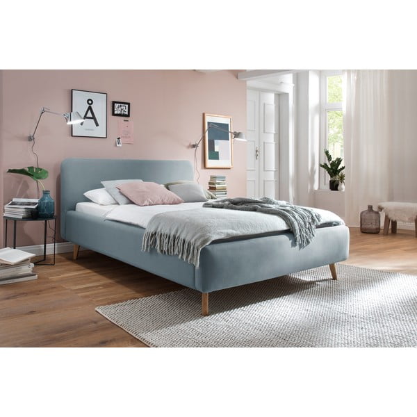 Prljavo plavi tapecirani krevet bez podnice 120x200 cm Mattis – Meise Möbel-image-1