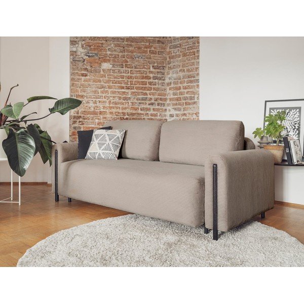 Svjetlo smeđa sklopiva/s prostorom za odlaganje sofa od samta 244 cm Arcadova – ELTAP-image-3