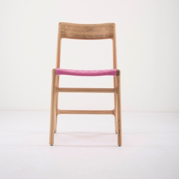 Blagovaona stolica od masivnog hrasta s roze sjedalom Gazzda Fawn-image-3