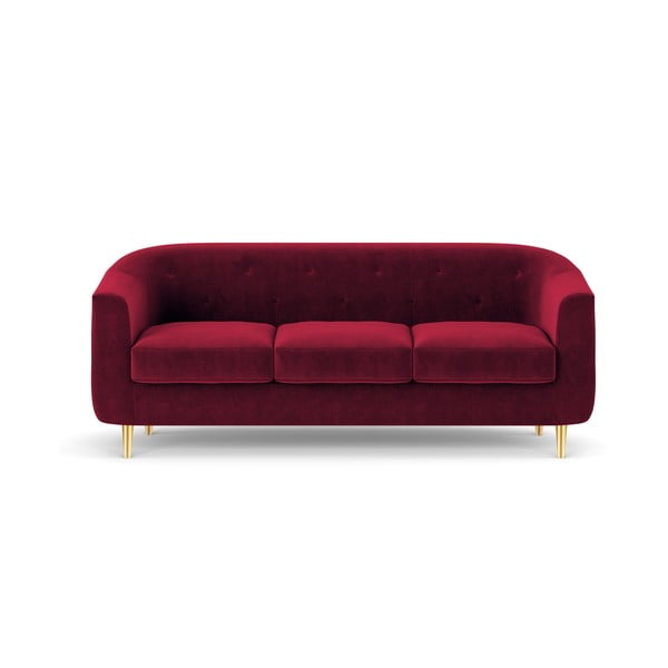 Sofa od crvenog baršuna Kooko Home Corde, 175 cm