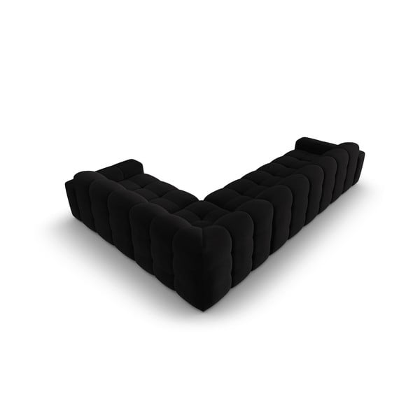 Crna baršunasta kutna garnitura (desni kut) Kendal - Micadoni Home-image-4