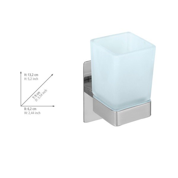 Staklena samoljepljiva čaša za četkice za zube u sjajno srebrnoj boji Genova – Wenko-image-4