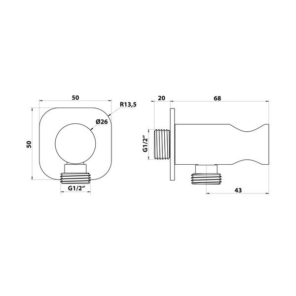 Mat crni mjedeni priključni dio za tuš – Sapho-image-1