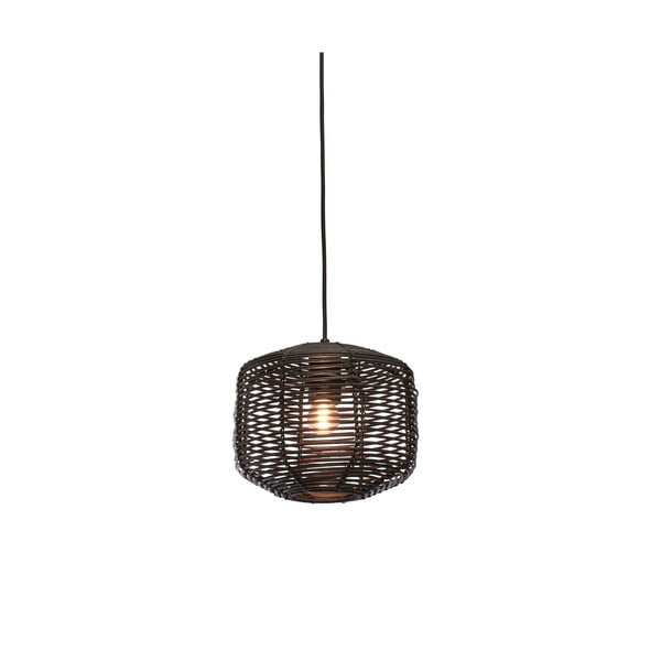 Crna viseća svjetiljka sa sjenilom od ratana ø 25 cm Tanami – Good&Mojo