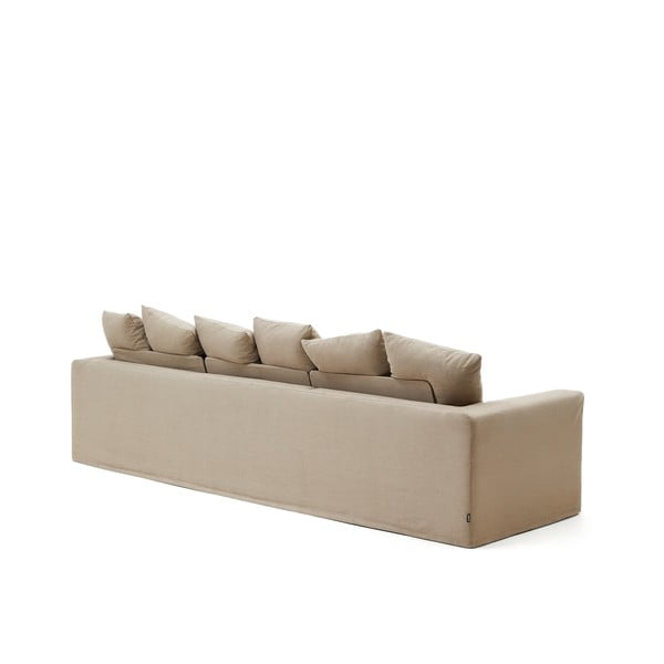 Bež lanena sofa 340 cm Nora – Kave Home-image-3