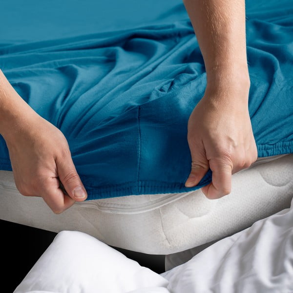 Petrolej zelena plahta s gumom od jeseya 180x200 cm Amber – Restilo-image-3