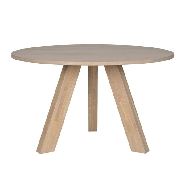 Blagovaonski stol od bijeljenog hrastovog drva WOOOD Rhonda, Ø 129 cm