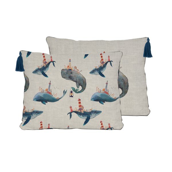 Jastuk od mješavine lana Little Nice Things Whale, 50 x 35 cm-image-2