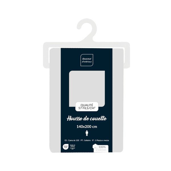 Bijela pamučna posteljina za krevet za jednu osobu 140x200 cm Lina – douceur d'intérieur-image-2