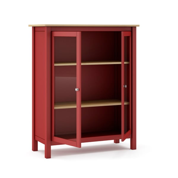 Crvena/natur vitrina od borovine 90x110 cm Misti - Marckeric-image-4
